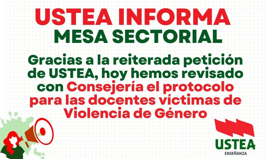 USTEA impulsa una mesa sectorial extraordinaria para revisar el protocolo de protección a la mujeres víctimas de violencia de género